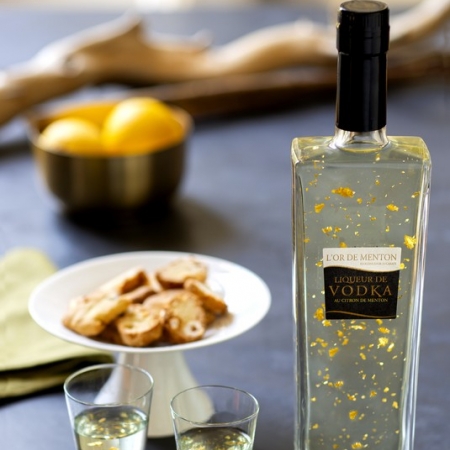 Vodka au Citron de Menton et paillettes d'Or